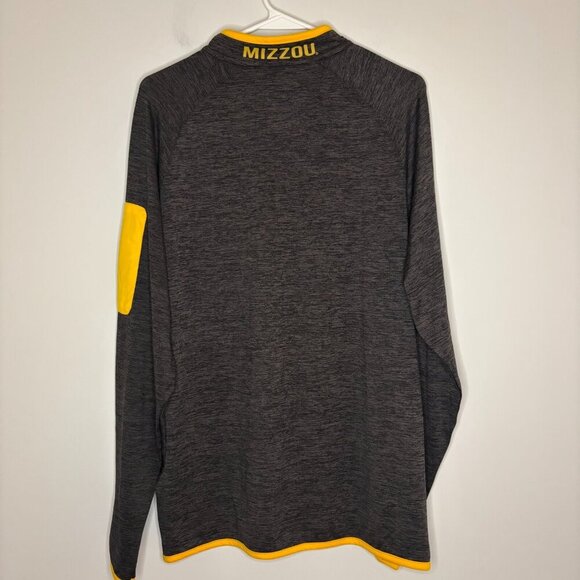 MIZZOU Performance 1/4 Zip Mens M Gray Gold Long Sleeve Stretch - Picture 2 of 7